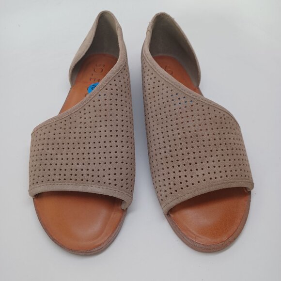 Sole Society Flats Colvan Perforated Suede D'Orsay Style Slip On Womens 7.5 NEW - Picture 3 of 13